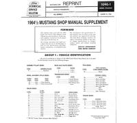 1964 MUSTANG Negozio Manuale Integratore Ford Riparazione Servizio Libro Uso Con