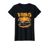 1965 Retro Vintage Compleanno Vecchia Auto Classica Tramonto Palma Maglietta con Stampa Grafica Economica, Donna, Nero, M