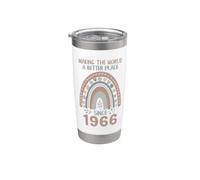1966 Compleanno Donna che rende il mondo migliore dal 1966 Bicchiere termico in acciaio inox doppia parete