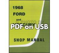 1968 Ford E Mercury Big Auto USB Negozio Manuale Ltd Galaxie Service Riparazione