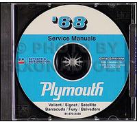 1968 Plymouth CD Shop Manual Barracuda Fury Valiant Road Runner Satellite GTX