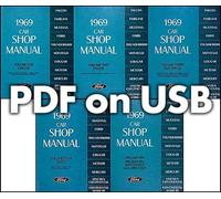 1969 Ford Negozio Manuale Su USB MUSTANG Torino Ranchero Galaxie Ltd Tbird Falco