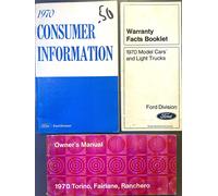 1970 Ranchero Fairlane Torino Proprietari Manuale Originale W-Pamphlets Ford