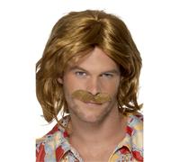 1970s Super Trooper Parrucca Adulti Costume Disco Danza & Baffi 80s