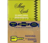 1971 Chevy Monte Carlo E Ss 454 Proprietari Manuale Con Busta Chevrolet 71 Guida