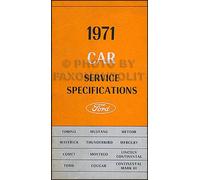 1971 Ford Servizio Specifiche Manuale MUSTANG Torino Ranchero Galaxie T Uccello