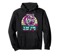 1974 Anno della Tigre Retro Vaporwave Tramonto Zodiaco Cinese Felpa con Cappuccio