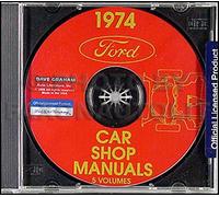 1974 Ford Negozio Manuale CD Torino Ranchero MUSTANG II Maverick Galaxie Ltd
