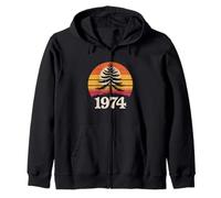 1974 Retro Tramonto Albero Vintage Natura Felpa con Cappuccio