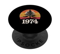1974 Retro Tramonto Albero Vintage Natura PopSockets PopGrip Adesivo