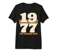1977 Five Decades Deep 50th Birthday Retro Stripes Vintage Maglietta Premium