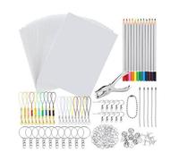 198 PCS Fogli Di Plastica Per Arte Shrinky Con Foratrice E Portachiavi