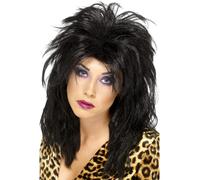 1980s Tina Turner Pop Stella Parrucca da Donna Nero Mullet 80s Costume Parrucca