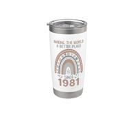 1981 Compleanno Donna che rende il mondo migliore dal 1981 Bicchiere termico in acciaio inox doppia parete