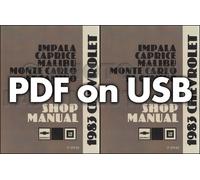1982-1983 Chevy Servizio Manuali USB Monte Carlo El Camino Impala Caprice Malibu