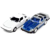1982 RX-7 Bianco e 1981 Datsun 280ZX Blu e Argento Importazione Calore Set di 2 Auto 1/64 Diecast Model Cars by Johnny Lightning JLPK014-JLSP169A