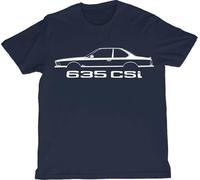 1983-1989 E24 M635 CSI Sharknose Silhouette T-Shirt - Retro German Performance Car Tee, blu, M