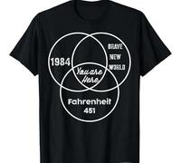 1984 Brave New World Fahrenheit 451 Conspiracy T-Shirt Black S