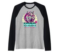 1986 Anno della Tigre Retro Vaporwave Tramonto Zodiaco Cinese Maglia con Maniche Raglan