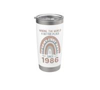 1986 Compleanno Donna che rende il mondo migliore dal 1986 Bicchiere termico in acciaio inox doppia parete