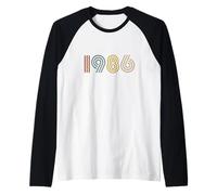 1986 Retro Disco Nascita Anno - Milestone Compleanno Maglia con Maniche Raglan
