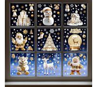 198pcs Adesivi per Finestre di Natale con Babbo Natale, Alce e Fiocchi di Neve, Adesivi Statici Riutilizzabili Bifacciali in PVC per Finestre di Vetro, Decorazioni Natalizie (9 Fogli, 20 x 30 cm)