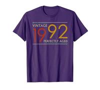 1992 28th Birthday Ideas Funny Perfectly Aged Vintage 1992 Maglietta, Uomo, Viola, L