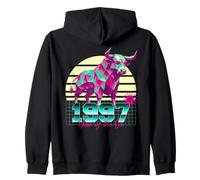 1997 Anno del Bue Compleanno 80 Segno Zodiacale Cinese retrò Felpa con Cappuccio