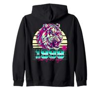 1998 Anno della Tigre Retro Vaporwave Tramonto Zodiaco Cinese Felpa con Cappuccio