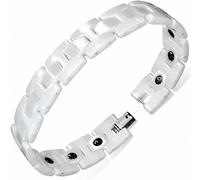 19cm x 14mm Braccialetto Magnetico A Maglie IN Ceramica Bianca