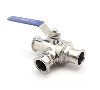 19mm 304 Valvola a sfera sanitaria in acciaio inox 3 a tre vie OD 50,5 mm Tri Clamp Ghiera Tipo 1Pcs(L tipo)