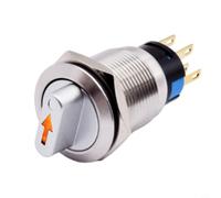 19mm Interruttore rotativo 12-24V LED illuminato IK09(bianco) | Indicatore LED integrato, colori rosso, giallo, blu, verde, bianco, visione al buio, facile rilevamento della posizione