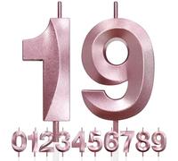 19th Candela di Compleanno Glitterata Oro Rosa, 3D Design Candele Numero, Decorazioni Cake Topper, Candela per Torta per Festa di Compleanno, Anniversario di Matrimonio, Decorazione di Festa