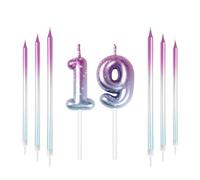 19th Compleanno Numero Candele Set Decorazioni Colorate 19 Candele con Viola Blu Lunghe Candele Torta Topper Decorazioni per Ragazzi Ragazze Uomini Donne Festa di Compleanno Anniversario di Nozze
