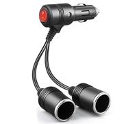 1a 2 Prolunga Accendisigari, Doppia Presa Accendisigari con Interruttore, Cavo di Prolunga 18AWG con Fusibile 15A, Auto Accendisigari 2-Way Splitter 12V/24V per Auto, Barca, Moto (15cm)