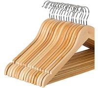 1ABOVE 20 grucce in legno marrone resistente, realizzate in legno naturale e barra antiscivolo per pantaloni, grucce appendiabiti, forti intagli sulle spalle