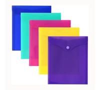 1ABOVE Cartelline portadocumenti A5, in plastica, con chiusura a scatto, trasparenti, leggere, per ufficio, scuola e casa, confezione da 5