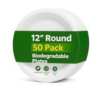 1ABOVE Confezione da 25 piatti usa e getta extra forti in bagassa, 100% compostabili e biodegradabili, realizzati in fibra di canna da zucchero, perfetti per barbecue, matrimoni, ufficio, picnic e