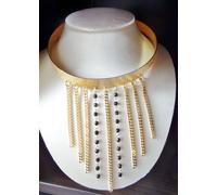 1AR UNOAERRE SET PARURE COLLANA BRACCIALE DONNA SCHIAVA OTTONE CRISTALLI NERI