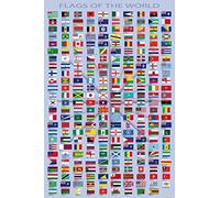 1art1 Banderas del Mundo - Country Names And Capitals, in English Fotomural Autoadhesivo (180 x 120cm)