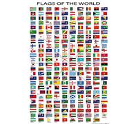 1art1 Bandiere del Mondo Poster Nomi di Paesi E Capitali, in Inglese Stampa 91x61 cm