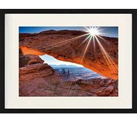 1art1 Canyons Poster High Noon At Mesa Arch, Canyonlands National Park, USA Quadro in Cornice con Pregiato Passepartout | Immagini A Parete | in Una Cornice 80x60 cm