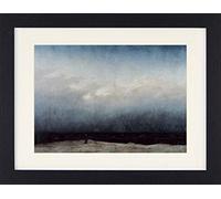 1art1 Caspar David Friedrich Poster Il Monaco in Riva al Mare, 1808-1810 Quadro in Cornice con Pregiato Passepartout | Immagini A Parete | in Una Cornice 40x30 cm