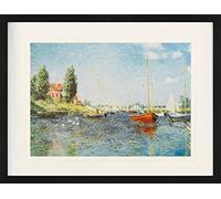 1art1 Claude Monet Poster Barche Rosse, Argenteuil, 1875 Quadro in Cornice con Pregiato Passepartout | Immagini A Parete | in Una Cornice 80x60 cm