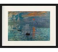 1art1 Claude Monet Poster Impressione, Levar del Sole, 1872 Quadro in Cornice con Pregiato Passepartout | Immagini A Parete | in Una Cornice 80x60 cm