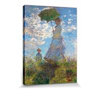 1art1 Claude Monet Poster Stampa Artistica su Tela Camille Monet und Sohn Jean Auf Dem Hügel 1875 Quadro da Parete sulla Barella | Murale XXL | Immagine 40x30 cm