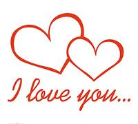 1art1 Cuori Poster I Love You Stampa d'Arte 70x70 cm