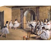 1art1 Edgar Degas Poster Stampa Artistica su Tela Il Foyer di Danza al Teatro Dell'Opera sulla Rue Le Peletier, 1872 Quadro da Parete sulla Barella | Murale XXL | Immagine 120x80 cm