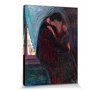 1art1 Edvard Munch Poster Stampa Artistica su Tela Il Bacio, 1897 Quadro da Parete sulla Barella | Murale XXL | Immagine 80x60 cm