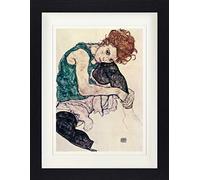 1art1 Egon Schiele Poster La Moglie Dell'Artista, Donna Seduta, 1917 Quadro in Cornice con Pregiato Passepartout | Immagini A Parete | in Una Cornice 40x30 cm